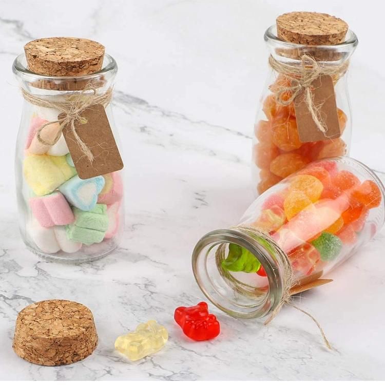 High Quality Empty Transparent Vial Milk Mini Glass Bottles with Cork Lid