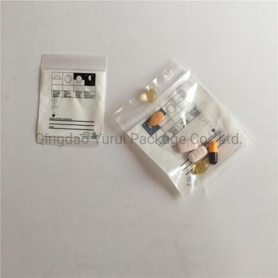 LDPE Writable Medical Drug Dispensing Pill Envelope Tablet Recolsable Zipper Bag Capsule Reusable Pill Bag