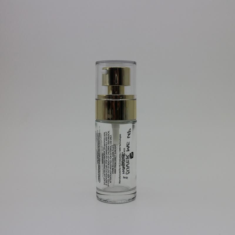 15ml Clear Glass Bottle with Pump and Over Cap for Foundation and Serum