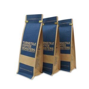 Flat Bottom Coffee Bag Custom Printed Kraft Stand up Pouch with Zipper