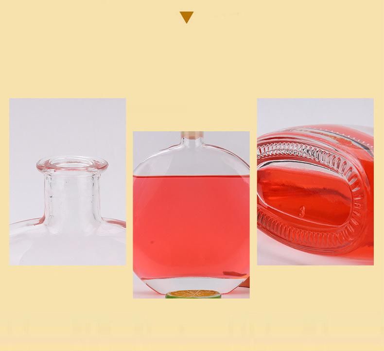 250ml 500ml Round Flat Wine Bottle Glass
