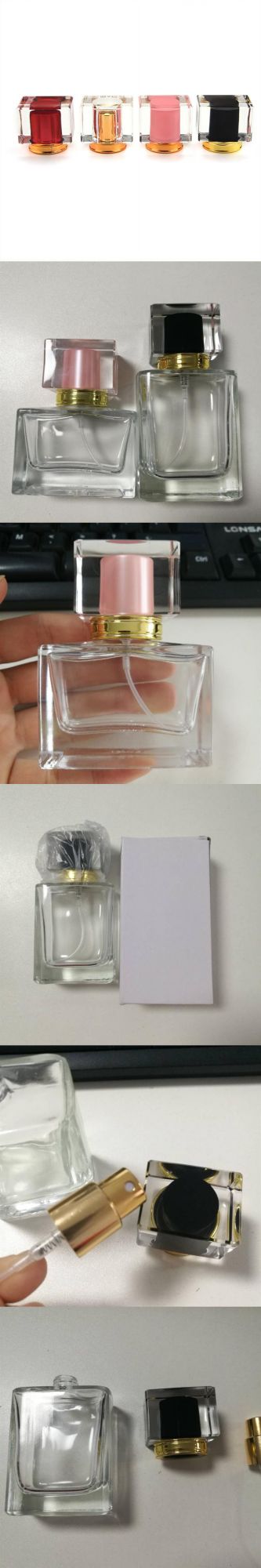 Wholesale 30ml Crystal Perfume Bottle Square Pump Spray Clear Perfume Glass Bottle 50 Ml