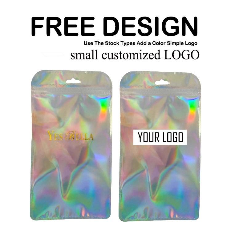 Nail Decorator Clear Zipper Plastic Pouch Laser Holographic Ziplock Bag