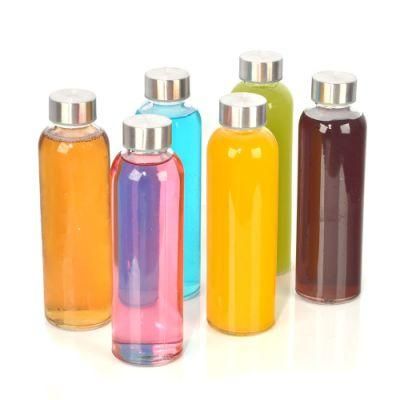 500ml 600ml 750ml Flint Glass Beverage Juice Bottle with Sleeve &amp; Metal Cap