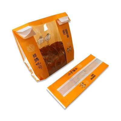 Wholesale Custom Printing Food Grade Eco Friendly Bakery Toast Package Brown Craft Paper Bread Bag with Window