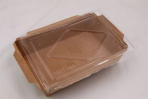 Kraft Paper Take Away Food Packaging Lunch Box with Transparent Lids