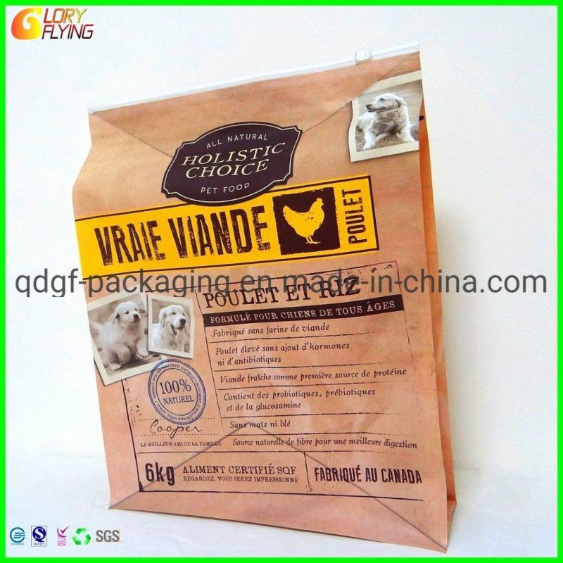 Biodegradable Bag Kraft Paper Bag with Slider Zipper for Pet Foods