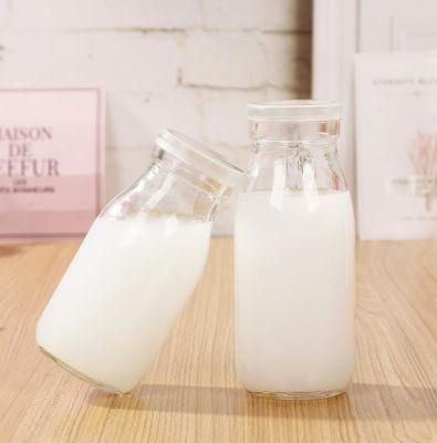 Custom Logo Printing Glass Bottle for Fresh Milk or Juice with Plasti Cap 100ml 200ml 250ml 500ml