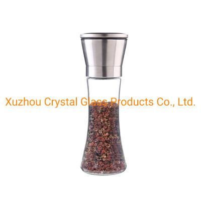 Custom 200ml Kitchen Salt Spice Glass Grinder Bottle with Manual Mills Cap