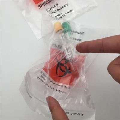 6 X 9 Laboratories Disposable Hospital Medicine Bags LDPE 3 Layers Plastic Seal Tape Red Biohazard Specimen Bags