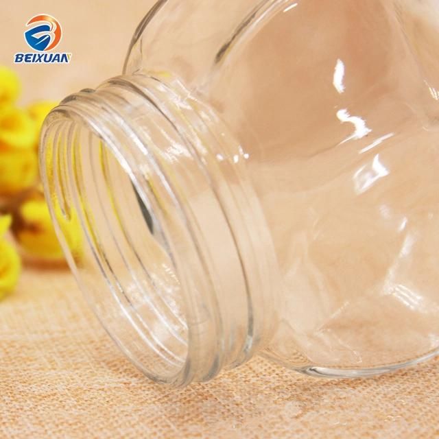 380ml Hexagonal Clear Glass Honey Jar Glass Bottle with Tinplate Cover