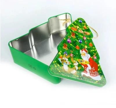 Popular Christmas Tree Tin Box Metal Gift Box Candy Packing Box for Children