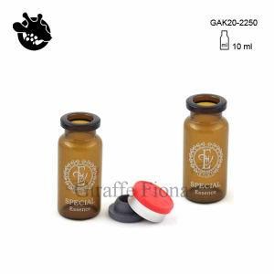 Amber Glass Serum Bottle with Rubber and Al-Plastic Cap