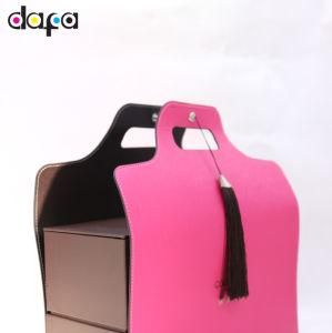 Gold Stamping Process for Luxury Pink Leather Moon Cake Packaging Box Df877