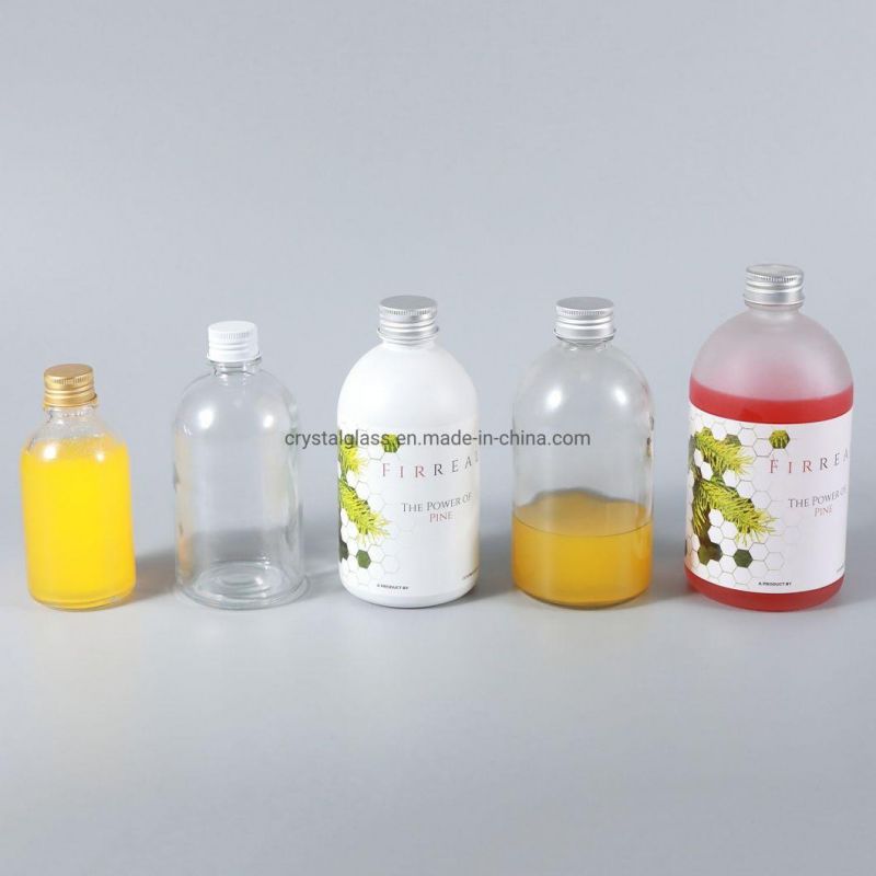 Round Glass Bottle Beverage with Customized Logo 350ml 12oz