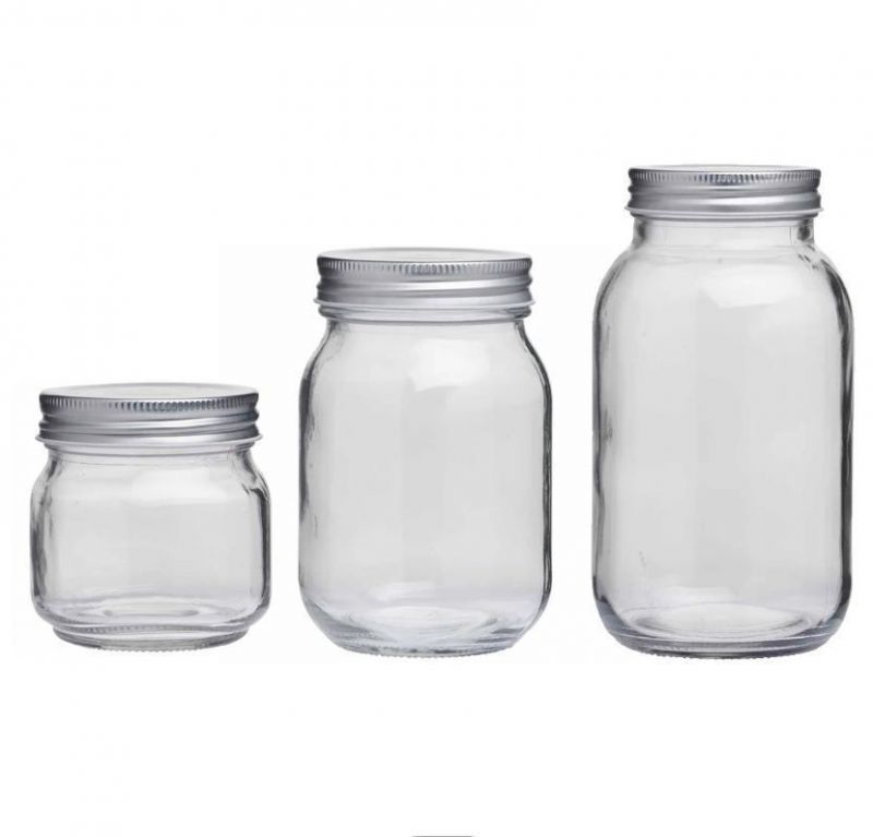 Regular Mouth Glass Mason Jars 16oz Honey Jam Jelly Food Hot Sauce Storage Packing Glass Canned Jar with Metal Screw Lid 480ml