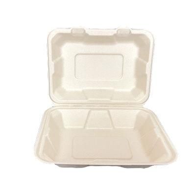 One Time Biodegradable Food Container Paper Lunch Box Burger Compostable Takeaway Sugarcane Disposable Food Packaging