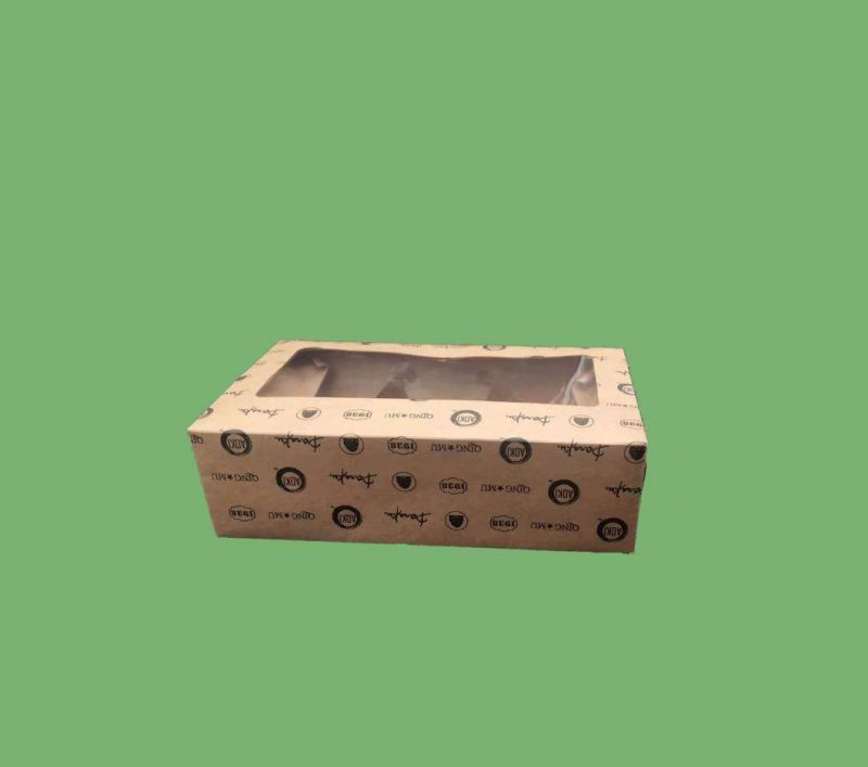Kraft Paper Packaging Food Salad Pie Boxes Cookie Boxes Sushi Paper Box with Window