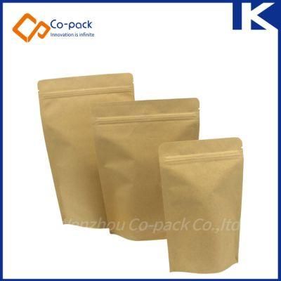 Plain Kraft Paper Standup Zip Lock Pouch Food Packaging Bag