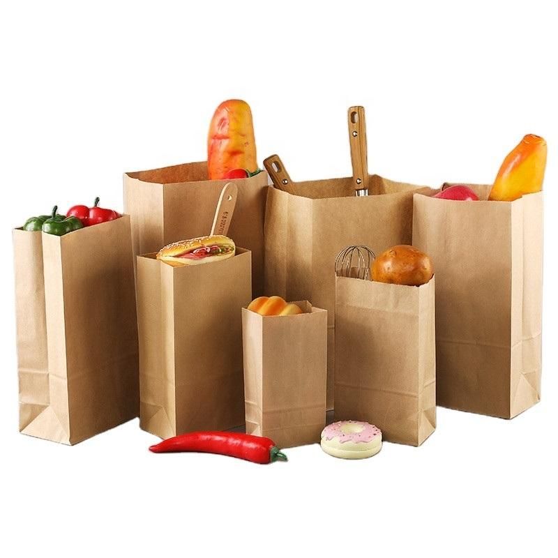 Custom Printed Grocery Brown Kraft Lunch Food Paper Bag