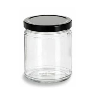 Empty Clear 8oz 250ml 16oz 500ml Straight Side Honey Jam Sauce Pickles Glass Jar with Deep Metal Lid