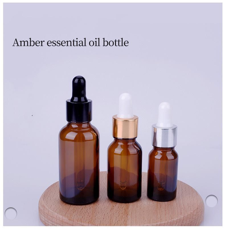 5ml 10ml 15ml 20ml 30ml 50ml 100ml Glass Essential Oil Bottle with Aluminum Dropper /Amber Cosmetic Packaging Bottles with Dropper
