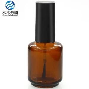 Wholesale 15ml Amber Gel Polish Glass Bottle with Black Plastic Cap
