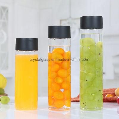 350ml Voss Shape Straight Sided Glass Prurified Water Bottle with Plastic Cap
