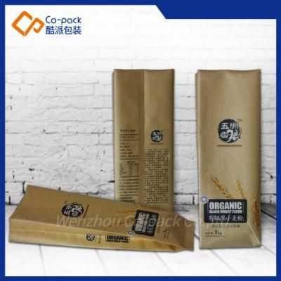 Side Gusseted Quad Seal Foldover Kraft Aluminum Foil Food Bag