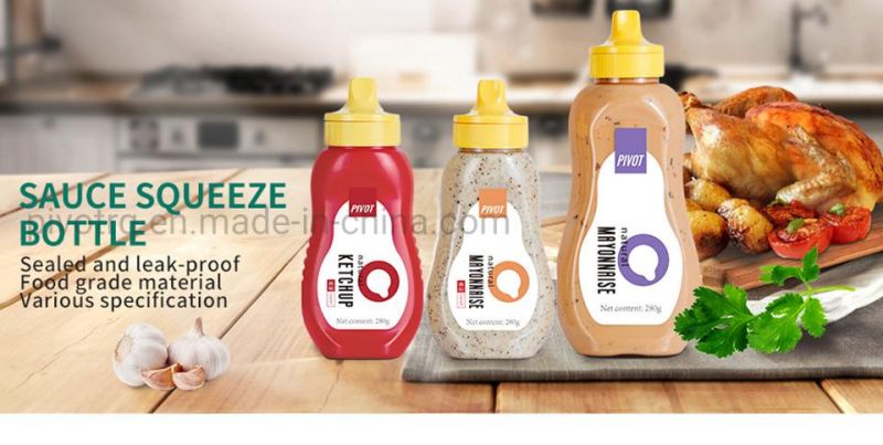 270ml Empty Clear Plastic Pet Soy Sauce Salad Squeeze Bottles for Tomato Ketchup Peanut Bottle