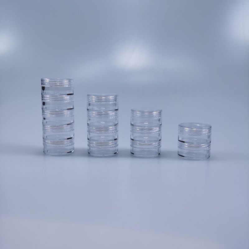 5PCS 3G 3ml Stackable Transparent PS Cream Jar Pill Bottle Trial Bottle for Loose Powder