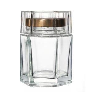 Glass Jar Suppliers Bird-Nest Storage Hexagonal Empty Food Glass Jar with Lids