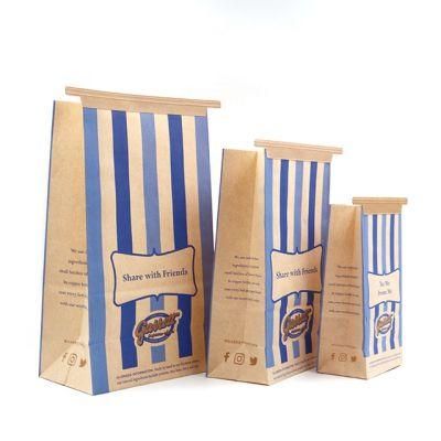 Tab Lock Brown Kraft Paper Window Popcorn Cookie Coffee Bakery Treat Tin Tie Bag