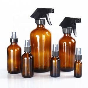 Essential Oil 16oz 500ml 1000ml 32oz Clear Amber Cobalt Blue Boston Glass Gun Spray Bottle with Trigger Silicone Sleeve