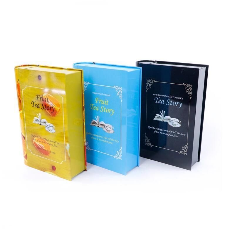 FDA Custom Design Offset Printing Classical Book Shaped Tea Tin Box