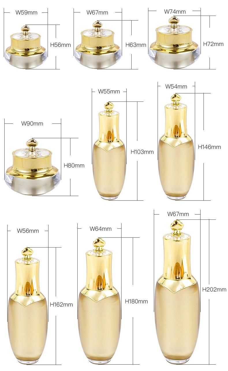 in Stock 10g 20g 30g 50g 50ml High Grade Low Price Luxury Empty Acrylic Gold Lid Cosmetic Cream Jars