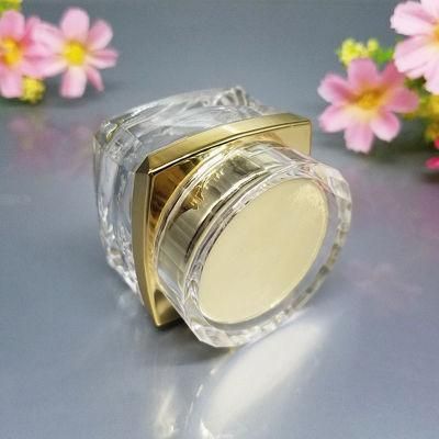 Square Luxury Fancy 5g 15g Empty Acrylic Gold Plastic Cream Containers Cosmetic Jar