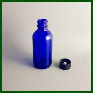4oz Cobalt Blue Boston Round Glass Bottle with Phenolic Cap