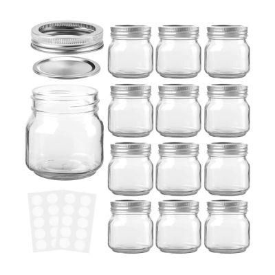 Empty Wide Mouth 4 Oz 8 Oz 16 Oz Food storage Round Mason Jar Glass Straw