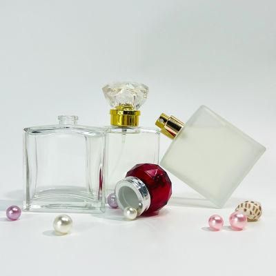 50ml Luxury Emtpy Clear Frosted Rectangular Square Glass Perfume Bottle