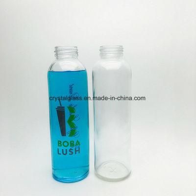 18oz Clear Glass Water Bottle for Juice Use Stainless Steel Cap