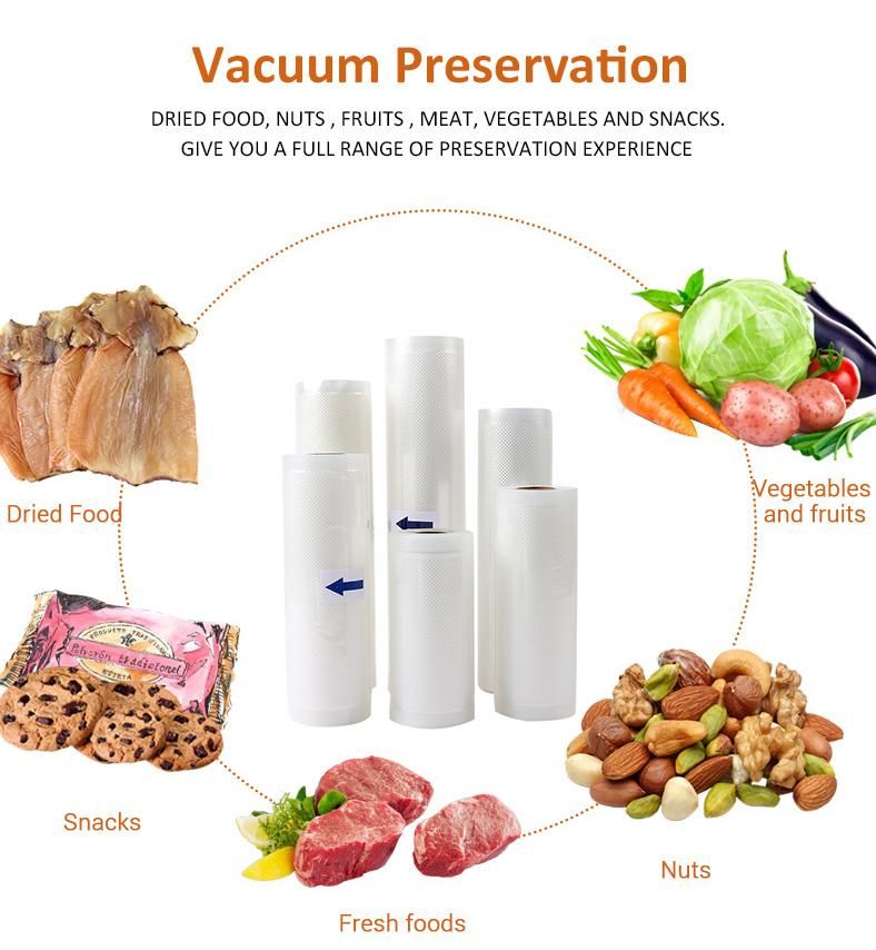 Food Storage Vacuum Sealer Bags Rolls Heat Sealing Embossed Frozen Food Packaging Bag