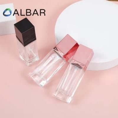 Customized Square Glass Bottles for Face Skin Care with Colorful Logo Printing