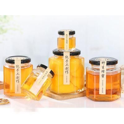 Six Arrises Glass Recycled Food Packaging Storage Jar