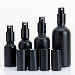 Black Glass Bottle 30ml 50ml 100ml with Fine Mist Sprayer for Serum Essential Oil Container Packaging