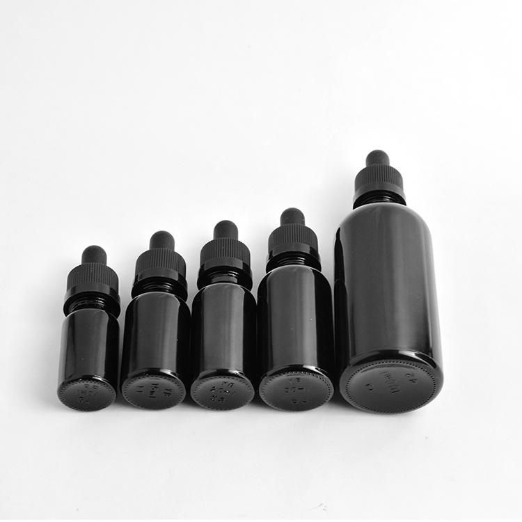 10ml Bright Black Hemp Oil Glass Container Packing Bottles with Dropper