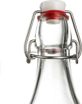 Swing Top Clear Glass Bottle with Airtight Stopper - Great for Oil and Vinegar, Beverages, Homemade Juices, Smoothies