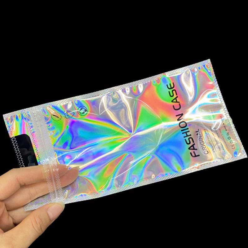 Cell Phone Case Zipper Bag with Holographic Plastic Bag