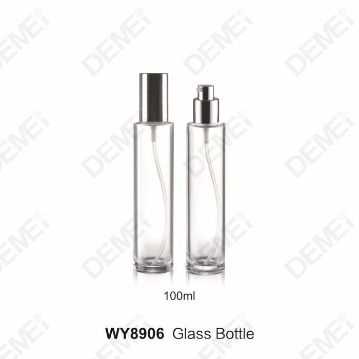 40/100/120ml 50g Cosmetic Skin Care Packaging Clear Slim Straight Round Toner Lotion Glass Bottle and Cream Jar with Silver Cap