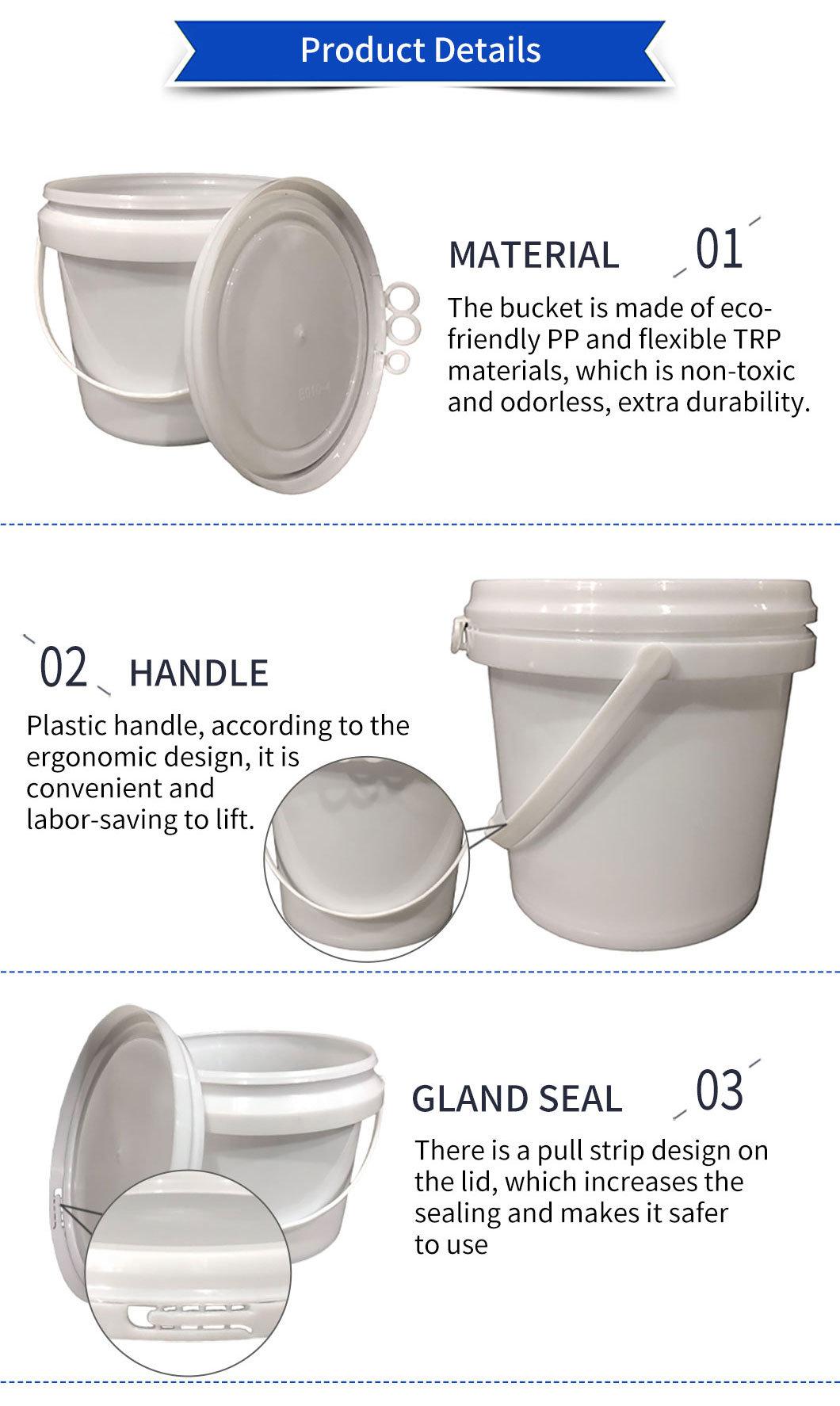5 Gallon Food Grade White Plastic Bucket with Handle & Lid